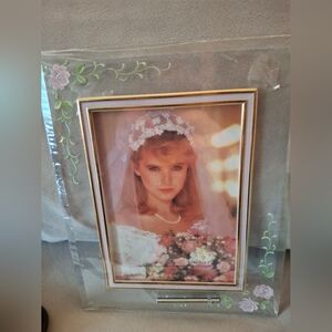 Floral Wedding Photo Frame with Bride Portrait